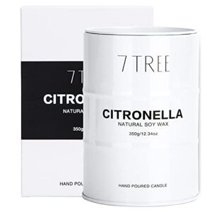 citronella candle outdoor, garden citronella oil scented candle, large soy wax tin candle for indoors, outdoors, garden,camping, 60 hours long burning, 12.34oz white