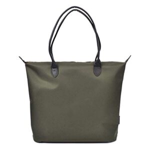 premium large nylon tote water resistant top zip shoulder bag handbag, army green