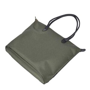 Premium Large Nylon Tote Water Resistant Top Zip Shoulder Bag Handbag, Army Green