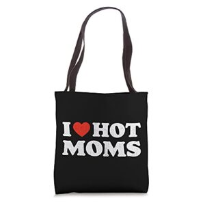 i love hot moms tshirt funny red heart love moms tote bag