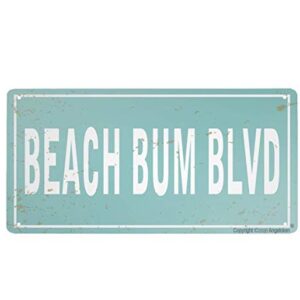 Retro Metal Sign Vintage Tin Sign Beach Bum BLVD Sign for Plaque Poster Cafe Wall Art Gift 12 X 6 INCH