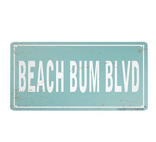 Retro Metal Sign Vintage Tin Sign Beach Bum BLVD Sign for Plaque Poster Cafe Wall Art Gift 12 X 6 INCH