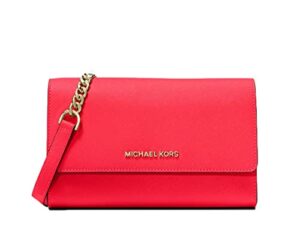 michael michael kors saffiano leather 3-in-1 crossbody clutch – coral