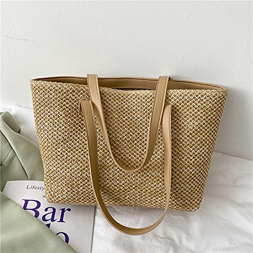 Summer Straw Bag Women Large Capacity Weave Totes Bag Handmade Rattan Beach Bag Vacation Lady Straw Shoulder Bag Pouch-2