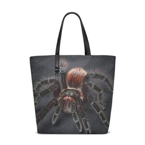 canvas tote bag for women purse shoulder handbags large shopping bags spider tarantula arachnophobia insect hairy macro