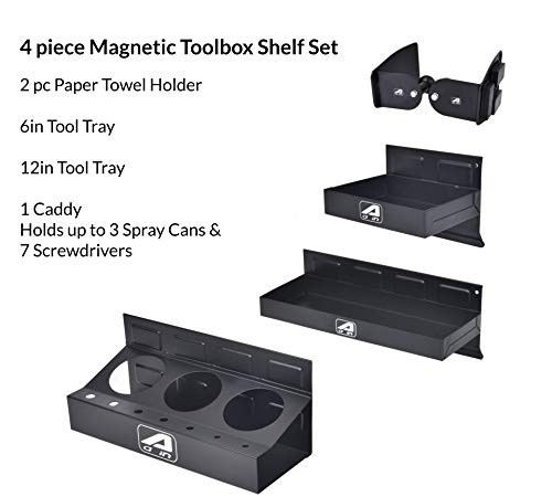 Aain Magnetic Toolbox Tray Set, Tool Box holder Accessories for Tool Organizer,Garage Storage, 2 Trays, Can Caddy, Paper Towel & Screwdriver Holder (A049)