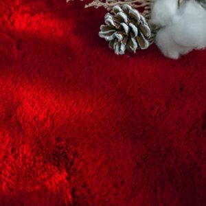 STAOLENE Ultra Soft Faux Rabbit Fur Chair Cover Couch Pad Fuzzy Area Rug Fluffy Bedside Carpet Mat for Bedroom Floor Sofa Living Room Rugs 2 x 6 ft, Burgundy Red Fur Rug (Burgundy Red, 2 x 6 ft)
