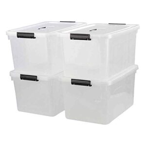 nicesh 17.5 l plastic large storage box, clear latch bin with handle and lid, set of 4
