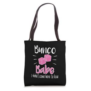 bunco babe funny player dice game night gift tote bag