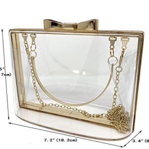 Cirilla Women Acrylic Transparent Evening Bag Clutch Purse with Bow-style lock for Wedding Cocktail Party Banquet (black)