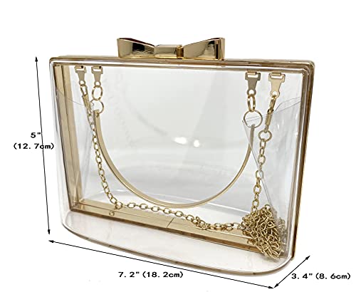 Cirilla Women Acrylic Transparent Evening Bag Clutch Purse with Bow-style lock for Wedding Cocktail Party Banquet (black)