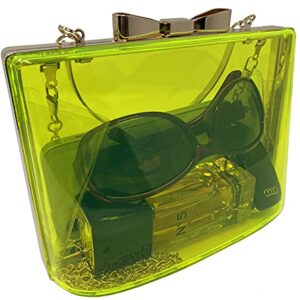 Cirilla Women Acrylic Transparent Evening Bag Clutch Purse with Bow-style lock for Wedding Cocktail Party Banquet (black)