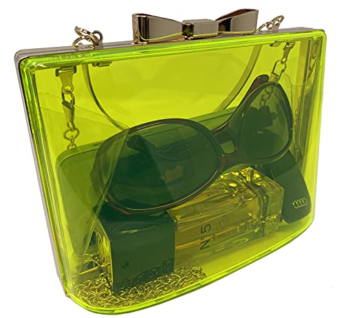 Cirilla Women Acrylic Transparent Evening Bag Clutch Purse with Bow-style lock for Wedding Cocktail Party Banquet (black)