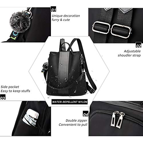 TcIFE Backpack Purse for Women Fashion School Purse and Hangbags Shoulder Bags Nylon Anti-theft Rucksack