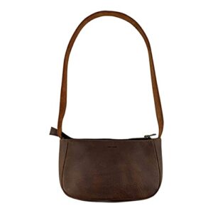 hide & drink, classic purse handmade from full grain leather and plaid cotton – bourbon brown