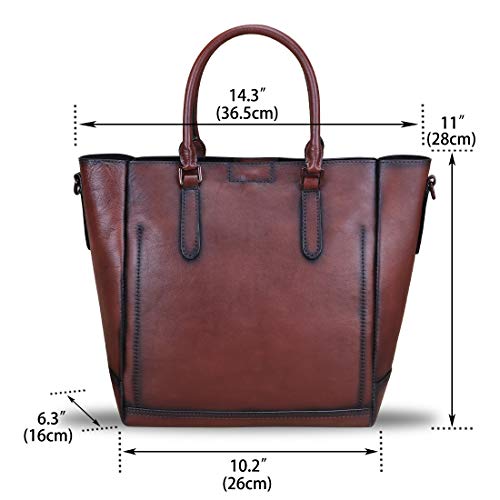 Genuine Leather Handbags for Women Vintage Handmade Tote Purse Cowhide Shoulder Bag Satchel Top-Handle Bags for Ladies (Coffee)