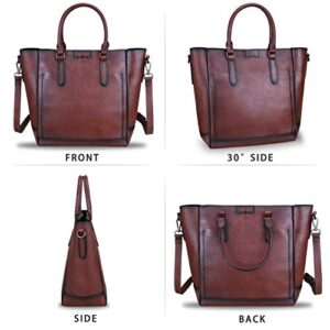 Genuine Leather Handbags for Women Vintage Handmade Tote Purse Cowhide Shoulder Bag Satchel Top-Handle Bags for Ladies (Coffee)