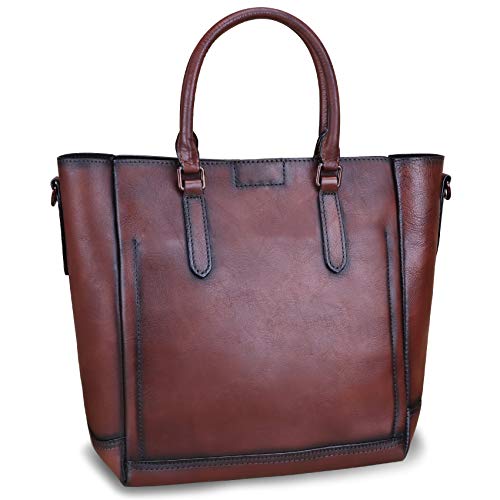 Genuine Leather Handbags for Women Vintage Handmade Tote Purse Cowhide Shoulder Bag Satchel Top-Handle Bags for Ladies (Coffee)