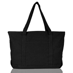 dalix womens 23″ deluxe 24 oz. cotton canvas tote bag zippered in black