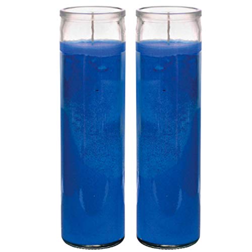 TopNotch Outlet Prayer Candles - Blue Wax Candle (2 Pack) Great for Sanctuary, Vigils Blessings and Prayers - Unscented Glass Jars Candle Set - Jar Candles - Spiritual Religious Church