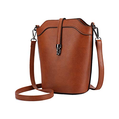 seOSTO Crossbody Bags for Women, Small Leather Bucket Crossbody Bag, Womens Vegan Bag/Bucket Purses/Handbags/Shoulder Bags