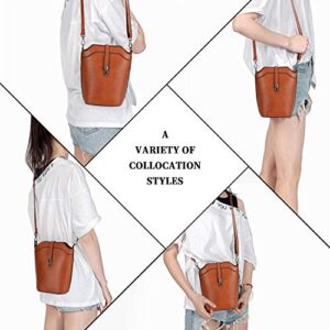 seOSTO Crossbody Bags for Women, Small Leather Bucket Crossbody Bag, Womens Vegan Bag/Bucket Purses/Handbags/Shoulder Bags