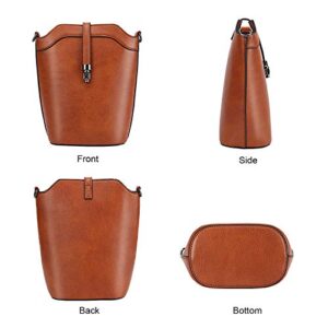 seOSTO Crossbody Bags for Women, Small Leather Bucket Crossbody Bag, Womens Vegan Bag/Bucket Purses/Handbags/Shoulder Bags