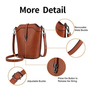 seOSTO Crossbody Bags for Women, Small Leather Bucket Crossbody Bag, Womens Vegan Bag/Bucket Purses/Handbags/Shoulder Bags