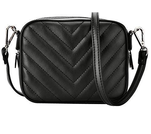 CARM AXKO Luxury Crossbody Shoulder Bag Quilted with Zipper for Women(Vera Black Knight)