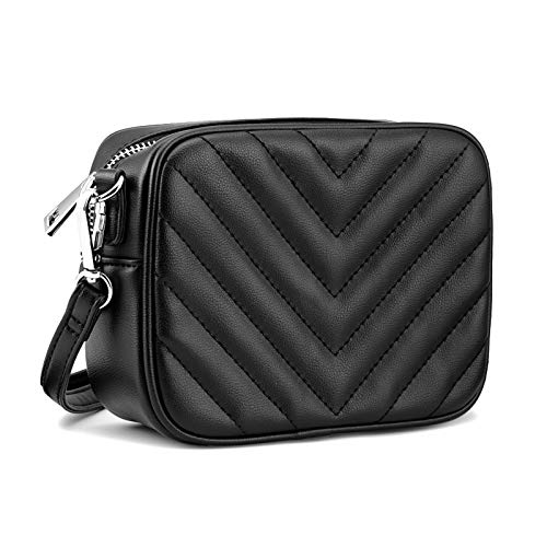 CARM AXKO Luxury Crossbody Shoulder Bag Quilted with Zipper for Women(Vera Black Knight)