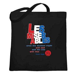 les miserables victor hugo book cover art black 15×15 inches large canvas tote bag women