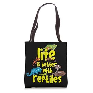 life is better with reptiles lizard snake tote bag