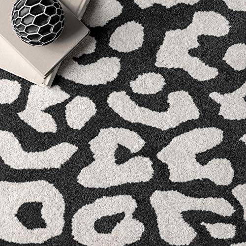 nuLOOM Rorie Leopard Print Wool Area Rug, 5' x 8', Black