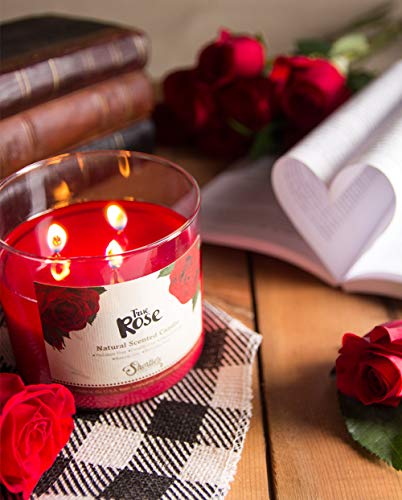 True Rose Highly Scented Natural 3 Wick Candle, Essential Fragrance Oils, 100% Soy, Phthalate & Paraben Free, Clean Burning, 14.5 Oz.