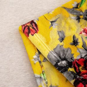 DaDa Bedding Vibrant Tropical Hummingbird Throw Blanket - Sunny Yellow Fleece Bright Super Soft Faux Mink for Sofa or Couch - Cozy & Lightweight - 63" x 90