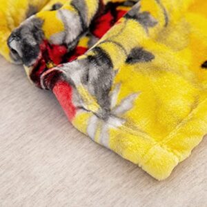 DaDa Bedding Vibrant Tropical Hummingbird Throw Blanket - Sunny Yellow Fleece Bright Super Soft Faux Mink for Sofa or Couch - Cozy & Lightweight - 63" x 90