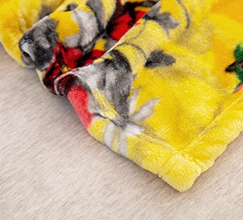 DaDa Bedding Vibrant Tropical Hummingbird Throw Blanket - Sunny Yellow Fleece Bright Super Soft Faux Mink for Sofa or Couch - Cozy & Lightweight - 63" x 90