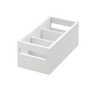 iDesign Renewable Paulownia Wood Collection Divided Storage bin with Handles, 10" x 5" x 4", White Wash