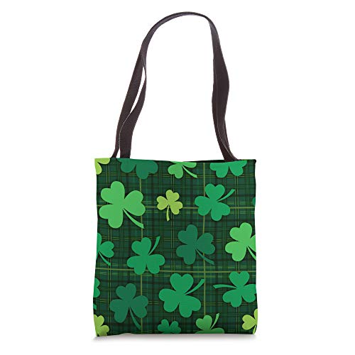 St Patrick's Day - Irish Green Plaid and Shamrocks - Fashion Tote Bag