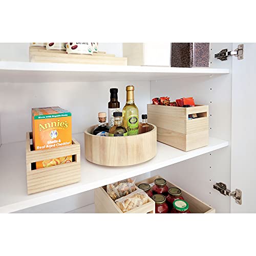 iDesign Renewable Paulownia Wood Collection Storage Bin with Handles, 10" x 5" x 4", Natural