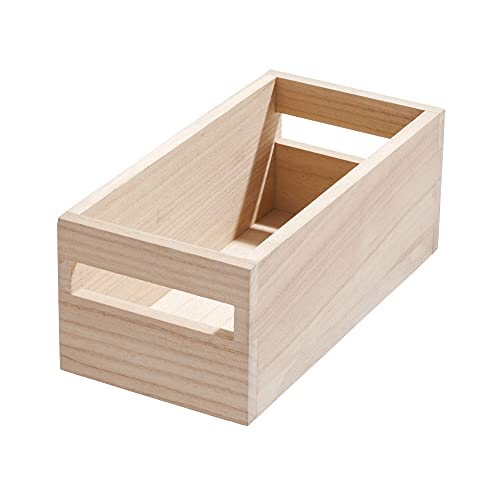 iDesign Renewable Paulownia Wood Collection Storage Bin with Handles, 10" x 5" x 4", Natural