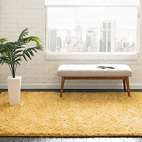 Rugs.com Everyday Shag Rug  –  Yellow 2x3  Shag Rug Perfect for Entryways, Kitchens, Breakfast Nooks and More