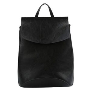 virago Fashion Designer Handbag Daily Convertible Vegan Leather Travel Backpack Shoulder Bag (BLACK)