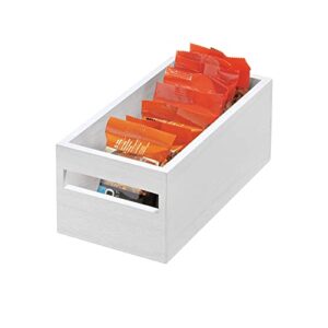 idesign renewable paulownia wood collection storage bin with handles, 10″ x 5″ x 4″, white wash