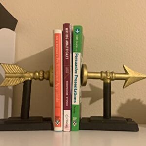 Large Gold Arrow Metal Bookends | Heavy, Decorative, Farmhouse, & Unique for The Bookshelf by Wallcharmers