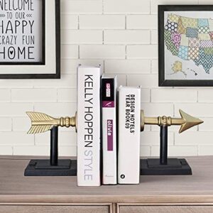 Large Gold Arrow Metal Bookends | Heavy, Decorative, Farmhouse, & Unique for The Bookshelf by Wallcharmers