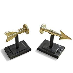 Large Gold Arrow Metal Bookends | Heavy, Decorative, Farmhouse, & Unique for The Bookshelf by Wallcharmers