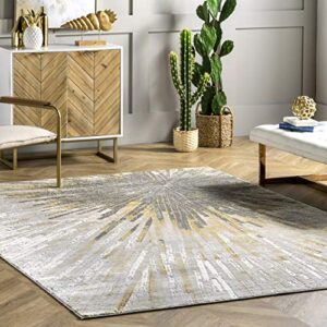 nuloom amaya abstract area rug, 5′ x 8′, gold