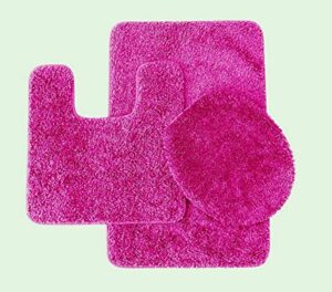 3 piece monte carlo spa collection rug set large mat 20″ x 31 contour 20″ x 20 lid cover 18″ x 19 inch. (hot pink)