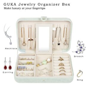 GUKA Plush Velvet Travel Jewelry Box Organizer for Women Girls Jewelry Holder for Earring Ring Necklace Jewelry Travel Organizer Small Jewelry Box